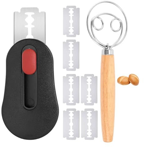 Bäckermesser, 6 Klingen mit Magnetfunktion und Mehlstreuer, Teigmesser für perfekte Brotbackergebnisse, Brotklinge für präzises Schneiden, ideales Brot backen Zubehör