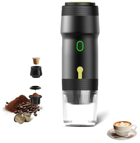 Tragbare Elektrische Espressomaschine - Kompakte Reisekaffeemaschine mit Selbsterhitzung, USB-C-Ladung - Für Gemahlenen Kaffee, NS-Kapseln, Ideal für Camping Büro Auto Wohnmobil Studentenzimmer