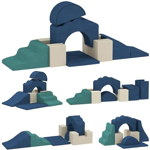 AIYAPLAY Set di 7 Costruzioni Morbide per Bambini da 0.5-3 Anni, Set da Gioco Blocchi Morbidi in Schiuma e Velluto, Giocattoli per Arrampicata per Soggiorno, Cameretta, Casa e Asilo, Multicolore