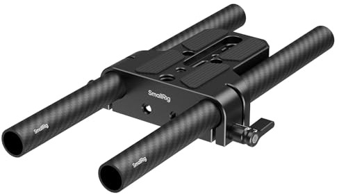 SMALLRIG Camera Base Plate Kit med 15 mm LWS-stångklämma, kolfiberstänger 15 mm (8 / 20 cm), för Sony A6500 A6600 A6300, för Canon R5 R6, för Sony A7SIII / A7III, både för kameror och Cage - 5609
