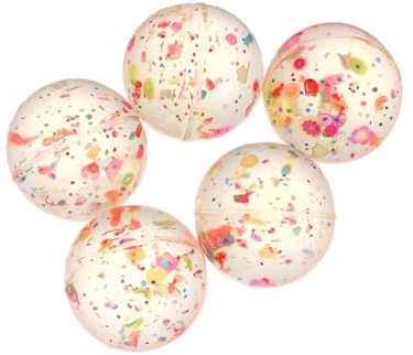 FRCOLOR 5 Piezas Pelotas Saltarinas de Goma para Transparentes con Diseño de Frutas Juguetes Educativos Cognitivos Seguros y Suaves para Aprendizaje y Diversión Infantil
