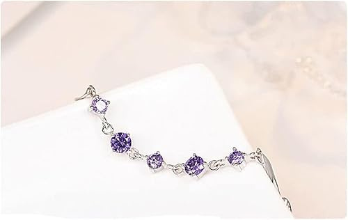 Silver Armband, armband , kristallarmbandarmband för sterlingsilverarmband för kvinnor, kvinnor 925 Silver Armband Eleganta vågarmband med mosaik Amethyst Friendship Armband