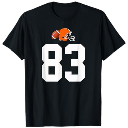 Americano Fútbol Casco Estilo Vintage Número 83 Camiseta