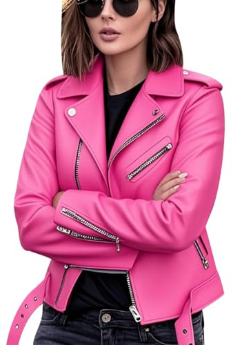 Veste Simili Cuir Femme Blouson Imitation Simili Cuir Pu Moto Femmes Veste Motard Blousons Cuirs Blouson Motarde Biker Oversize Faux Leather Jacket pour Femme Printemps Grande Taille Chic Sport