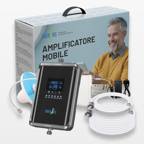 Nikrans Amplificador de Señal Móvil Bandas 28/20/8/3/1 (700, 800, 900, 1800 y 2100 MHz) – Repetidor GSM/4G/5G para Operadores Españoles: Movistar, Vodafone, Orange, Yoigo, Pepephone, etc.