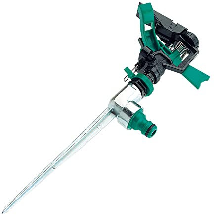 Amig - Aspersor Sectorial con Base Patín Fabricado en ABS - Ideal para Jardines y Regar el césped - Boquilla Universal Apta para Mangueras - Fácil de Instalar y Usar