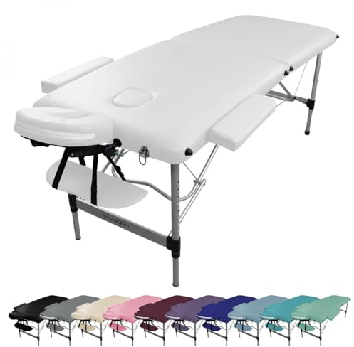 Vivezen - Table de Massage Pliante 2 Zones en Aluminium + Accessoires et Housse de Transport - Plusieurs Coloris