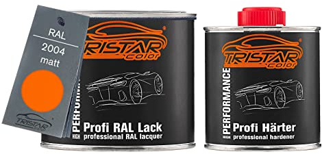 TRISTARcolor RAL 2004 Reinorange peinture automobile mate 2K, pot de 0,75 litre / 750 ml, durcisseur inclus