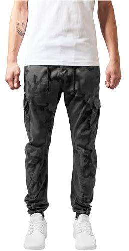 Urban Classics Pantalones Cargo de Gimnasia Hombre Pantalones de deporte Camuflaje oscuro Ajustado