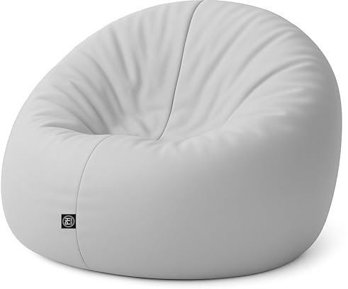 PATCH HOME 2-i-1-funktion sittsäck fåtölj, saccosäck gaming med dragkedja, redan fylld – Ø 125 cm – grå