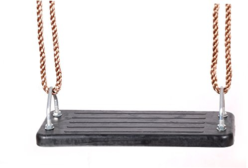 OTITU Siège de balançoire en Caoutchouc avec Corde et Plaque en métallique, Balançoire Enfant Exterieur, Antidérapant Assise Balancoire, Enfant –Noir
