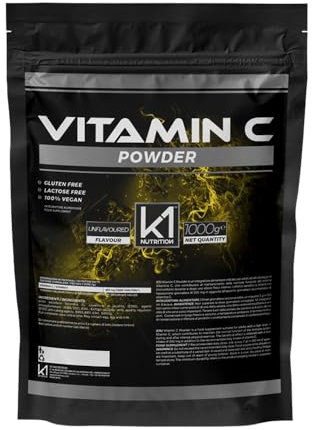 K1 NUTRILINE - Vitamina C in Polvere 1 Kg - Integratori Alimentari Vitamina C 1000 mg - Integratori Stanchezza - Acido Ascorbico Vegano e Senza Glutine