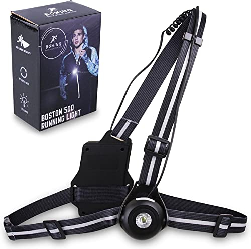 BOWINQ Brustlampe, hohe Qualität, Lauflicht, Einstellbare Frontleuchte, Wasserdicht, USB Wiederaufladbar, Reflektierend, Leicht und bequem, Joggen, Outdoor, Boston 500 lauflampe