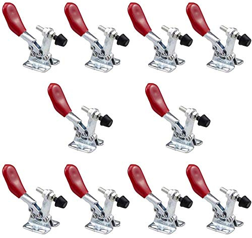 MINGZE Abrazadera de Palanca, Pequeño Horizontal Herramienta de liberación rápida Soporte Metal Horizontal Toggle Clamp Tool Rápido Vertical Palanca Antideslizantes (10 piezas GH-201-A 30kg)