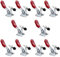 MINGZE Pince à Bascule, Serrage à Genouillère Métal Horizontal Sauterelle Rapide Outil à Main Levier de Tension de Force de Maintien Antidérapant avec Poignée Rouge (10 pcs GH-201-A 30kg)