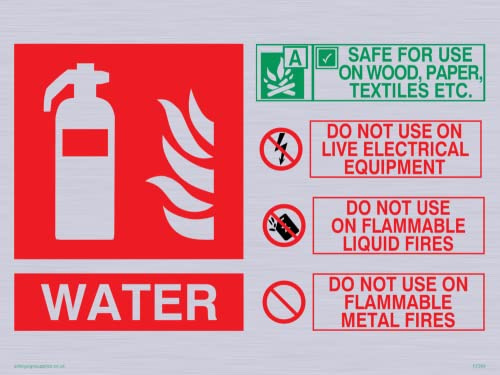 Este extintor contiene instrucciones de uso de agua letrero - 200 x 150 mm - A5L
