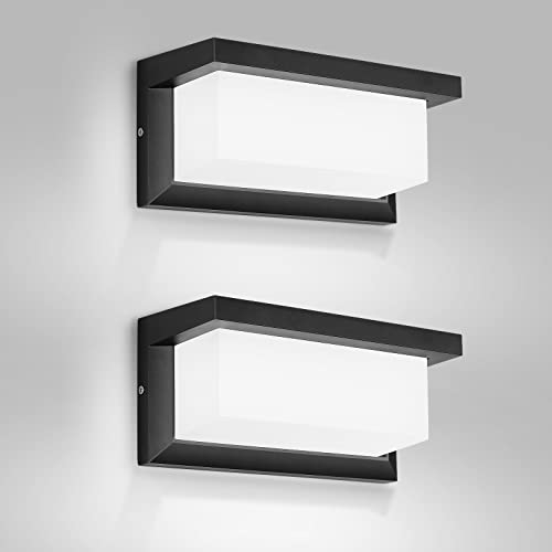 MICUTU Apliques Pared LED Exterior, 18W IP65 Impermeable, Lámpara Modernos para Decoración, Balcón, Jardín, Porche, Camino, Patio (Blanco Frío, 2 Unidades)