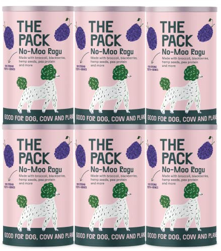 THE PACK Vegan Wet Dog Food: Nutritionally Complete wet meals - No-Moo Ragu (6 x 375g cans)