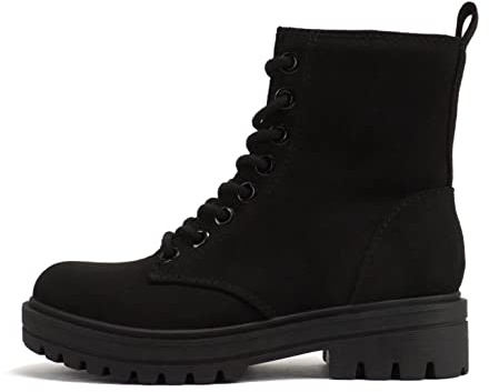 Soda FIRM - Lug Sole Combat Ankle Bootie Lace up w/Side Zipper (Black IMSU, us_footwear_size_system, adult, women, numeric, medium, numeric_6_point_5)