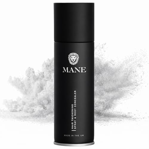 Mane Micro-Mineral Hair Thickening Spray & Root Touch Up Spray, Instant Volume & Root Cover Up for Thinning or Fine Hair, Lightweight Buildable Coverage for Men & Women, Silver, 200 ml