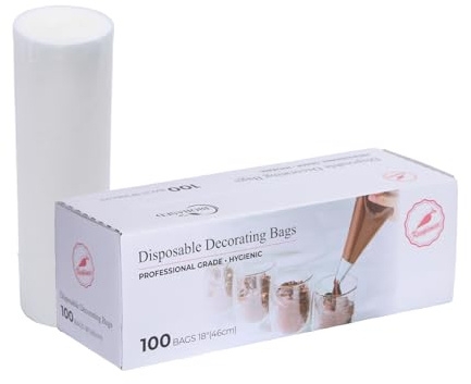 Keenpioneer 18-Inch Piping Bags, Large Capacity, Biobased Disposable Cake Decorating Pastry Bag - Pack of 100