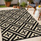 Momooda Outdoor Teppich Geometrie Plastikstroh, Anti-UV-Schutz, Umkehrbarer Terrassenteppich Waschbar, Wasserdichter Camping Garten Outdoor Teppich für Balkon, Wohnmobil, Schwarz beige, 180x270cm