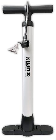 P4B | Luftpumpe ohne Manometer in Weiß inkl. Ventiladapter | Fahrradpumpe geeignet für alle Schlauchventile | Kunststoff-Fuß seitlich einklappbar | Fahrrad Standpumpe