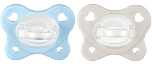 Chicco Gommotto Dual Soft, Ciuccio in Silicone 2-6 Mesi, Bicolore, Set di Gommotti con Doppia Morbidezza, Supportano la Respirazione e Favoriscono il Corretto Sviluppo della Bocca, 2 Pezzi, Bimbo