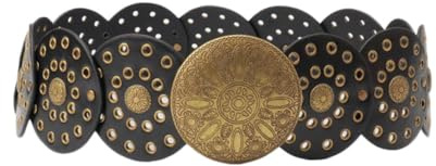 Oyccen Larga Cintura a Disco per Donna Scava Fuori Cintura Rotonda in Pelle PU Boho Concho Western Cintura in Vita per Vestito Pantaloni Gonne