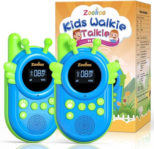 Zookao Walkie Talkie Kids Toys for 3 4 5 6 7 8 Year Old Boys Girls, Outdoor Garden Boys Toys 3-12 Year Old Girl Boy Gifts Upgrade Long Distance Little Bee Walkie Talkies Blue