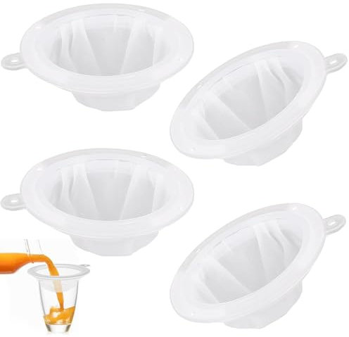 4 Pezzi Filtri per Liquori Fatti in Casa, Filtro per Olio di Frittura 200/300/400/450 Mesh, Filtri a Rete in Nylon Alimentare Riutilizzabili