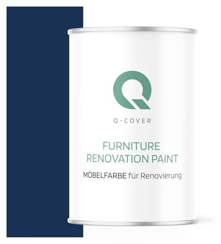 Q-COVER Vernice per mobili satinata, colore: Blu cobalto RAL 5013, 1 L, colore legno per interni | coprente, a base d’acqua, antigraffio, per cucine, armadi, tavoli, giardino