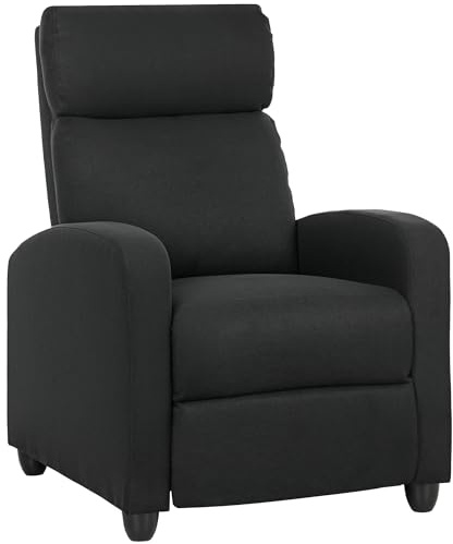 HOMCOM Relaxsessel Fernsehsessel mit Liegefunktion, Leinenoptik, Gepolstert TV-Sessel mit Fußstütze, für Wohnzimmer, Schlafzimmer, Schwarz