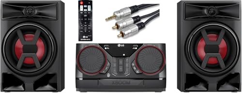 LG XBOOM CK43N 300W Bluetooth Party Hi-Fi, Double USB, AUX O/P, Multi format, Bundle includes Remote Control & Professional Phono Lead. Black