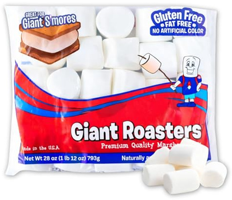 28 oz Campfire Giant Roasters Marshmallows – Extra Large for S’Mores, Roasting & Baking – Gluten Free, Fat Free, No Artificial Colors (One Bag)
