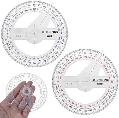 2 pièces Cercle Rapporteur Triangle de Géométrie Transparent Rapporteur 360 Degrés Rapporteur Règle Bras Oscillant Angle Rapporteur en Plastique Cercle Mesure pour L' école Bureau