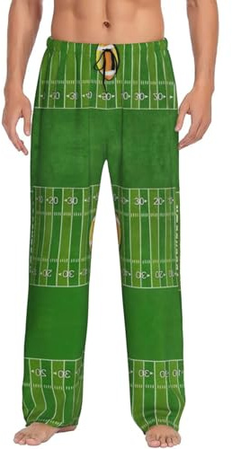 Uusnwaa Herr amerikansk fotboll fält boll sport tryck pyjamasbyxor, loungebyxor med fickor dragsko, elastisk midja sovpyjamas byxa S-Xxxl, Svart, S
