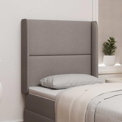 LoogCape Huvudgavel öra taupe 80 x 16 x 4 cm tyg vadderat med träram, väggpanel för sovrum, vadderat ryggstöd, dekorativ väggkudde, bekvämt stöd för resårsäng