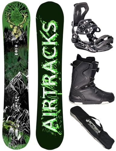 Airtracks Snowboard Set Tavola Forest King Carbon Wide Hybrid Rocker Uomo 153 - Attacchi Master - Scarponi Strong ATOP 40 - SB Bag