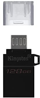 Kingston DataTraveler microDuo3 G2 - DTDUO3G2/128 GB microUSB and USB Type-A Flash Drive for Android OTG, Black