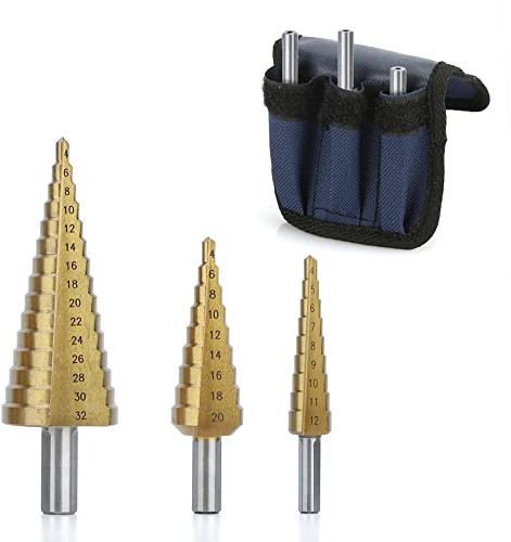3 Stück HSS Stufenbohrer Set Hex Shank Stufenbohrer Konusbohrer Metallbohrer Bohrer Satz 4-12mm/4-20mm/4-32mm