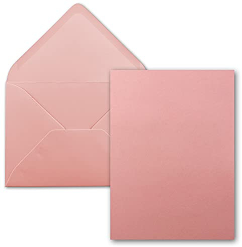 FarbenFroh by GUSTAV NEUSER 100x Einzelkarten Set mit Briefumschlägen DIN A6 / C6 in Altrosa (Rosa) - 14,8 x 10,5 cm - ohne Falz