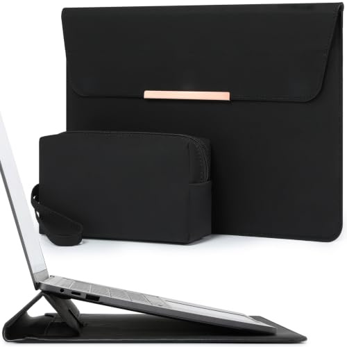 HYZUO 13 Tum Datorfodral med Ställning för MacBook Air, Svart | för MacBook Air 13 A3449 M5-M1 2026-2018, 13 MacBook Neo 2026 A3404, MacBook Pro 13 M2 M1, 13 iPad Pro/Air, Surface Pro
