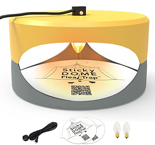 Yellow and LightGray Gray ASPECTEK - Trapest Sticky Dome™ Flea Trap with 2 Glue Discs. Odorless Cleaner and Flea Killer Trap Pad
