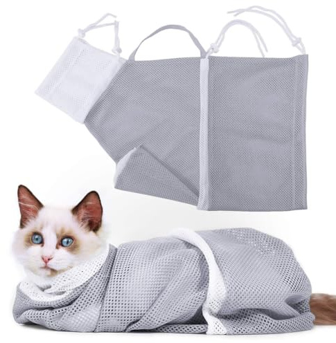 WeddHuis 1 PCS Accessori per la cura delle unghie dei gatti Cura degli artigli di gatto Borsa da bagno regolabile Borsa da bagno fissa per cani e gatti Borsa per toelettatura (20 x 12,5 pollici)