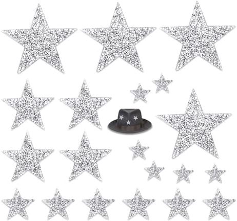 GIDWRIY 20 Piezas Parches Estrellas para Ropa,Parches de Estrellas Brillantes para Planchar,Pegatinas de Estrella Termoadhesivas,Pegatina de Pentagrama Planchado,Parches para Ropa Termoadhesivos