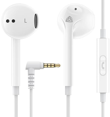 Ludos Zenith Auriculares In Ear con Cable y Microfono, 2 Años de Garantía, Auricular con Jack, Cascos Musica con Graves Potentes, para iPhone, iPad, Samsung, Xiaomi, Huawei, Gaming - Blanco
