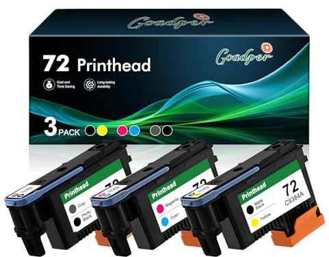Goadper 72 Tête d'impression reconditionnées Compatibles pour HP 72 Tête d'impression C9384A C9380A C9383A pour HP Designjet T2300 T1120 T610 T1300 T790 T620 T770 T1100 T1200 T600