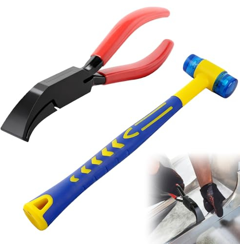 Falzzange, Falzzange 45° Abkantzange Blechbiegezange, Breite Biegezange für Blech mit Rutschfestem Griff, Inklusive Montagehammer für Heimwerker und Profis
