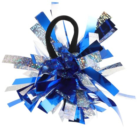 BESTYASH Pom Poms da Cheerleading per Braccialetti Decorativi Blu e Argento con Fascia Capelli Accessori Morbidi e Colorati per Feste e Spettacoli